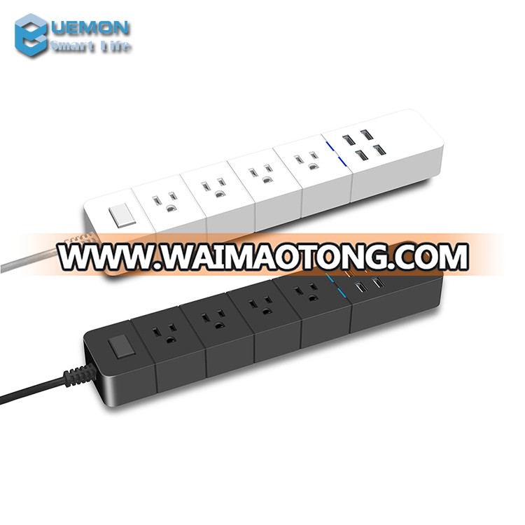 UEMON 4 USB Slots Works With Amazon Alexa Echo And Google Home UK US EU WiFi Smart Power Strip Surge Protector